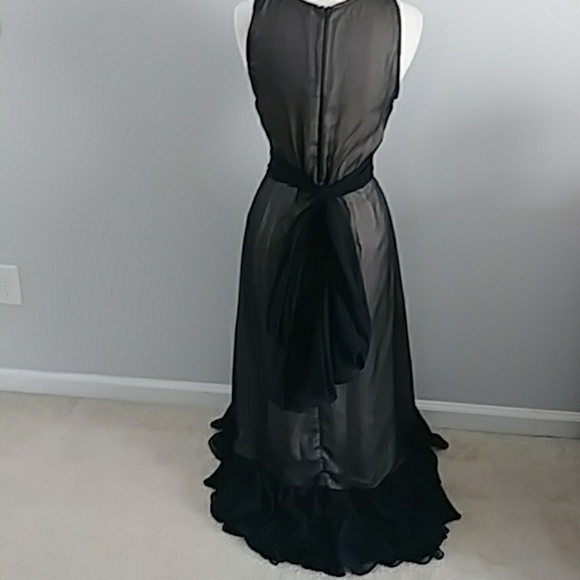KAREN ZAMBOS VINTAGE COUTURE BLACK/BROWN DRESS - Picture 4 of 8